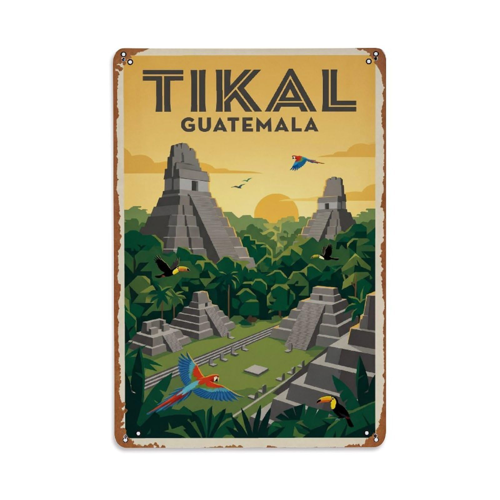 Guatemala Tikal Vintage Travel Metal Tin Sign