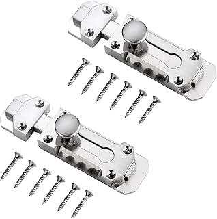 Türriegel aus poliertem Chrom, 10,2 cm, oberflächenmontiertes Schiebetürschloss, langlebig, flache Oberfläche, Türriegel, ideal zur Sicherung von Innentüren für Schlafzimmer, Schränke und