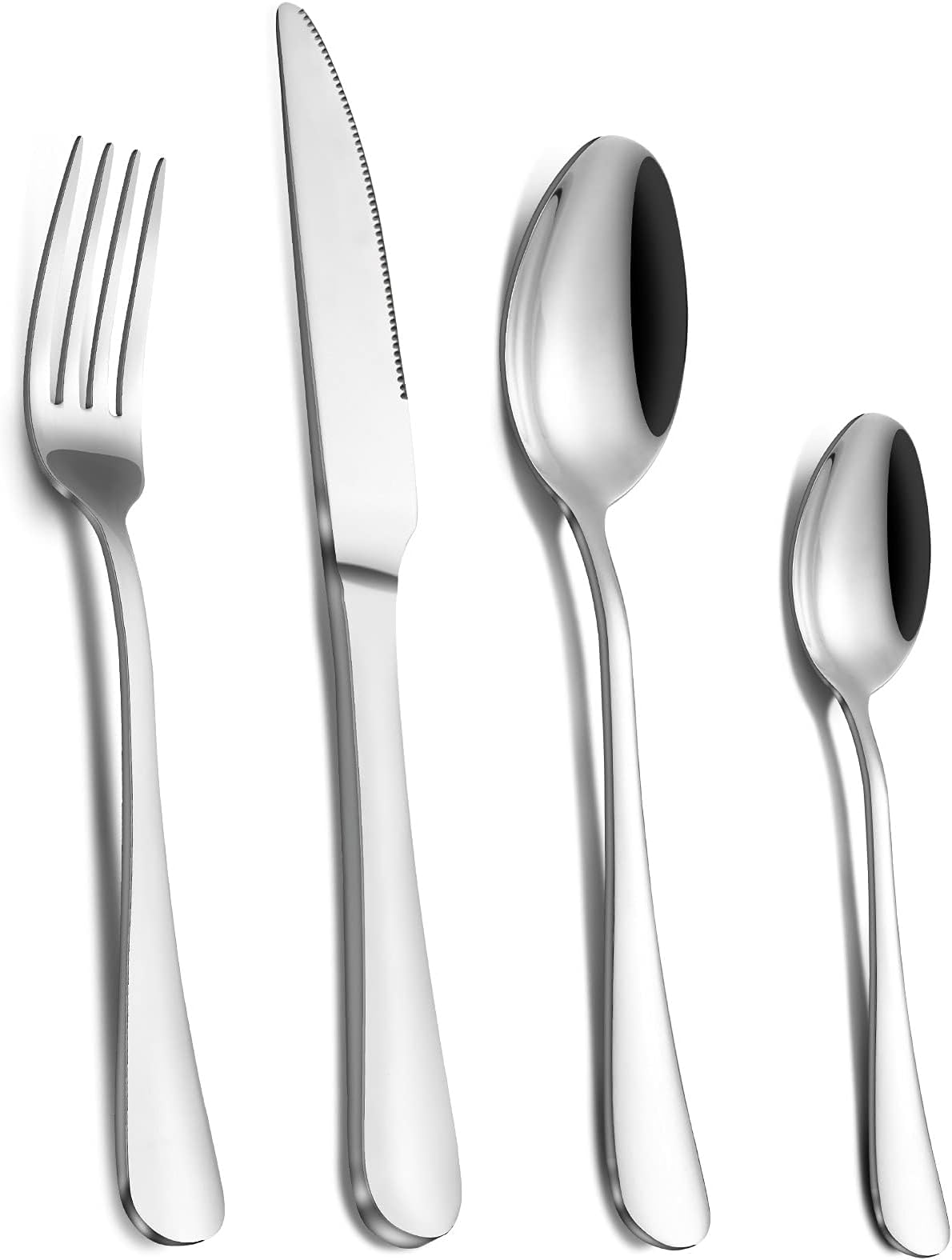 Pleafind Cutlery Set, Cutlery Set for 4, 16 Piece Silverware Set, Stainless Steel Knife and Fork Set, Flatware Set, Mirror Polished, Dishwasher Safe