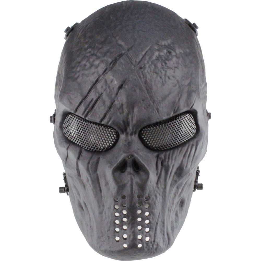WOSPORT MASCHERA SOFTAIR TATTICA TESCHIO BLOODED SKULL NERA WO-MA79B CON BANDE ELASTICHE REGOLABILI