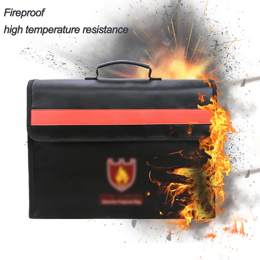 Borsa Portadocumenti ignifuga, Borse del documento ignifugo Busta Impermeabile del Sacchetto dei Soldi, deposito del File Rivestito in Silicone Non prurito con la Cerniera