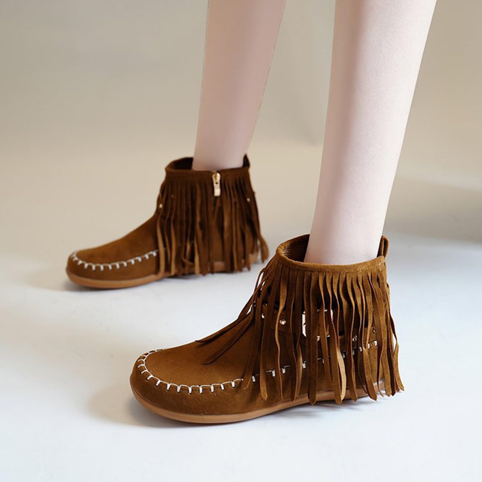 Stivali da cowboy da donna neri con punta rotonda alla caviglia per donna stivali antiscivolo in pelle scamosciata con borchie Primavera, autunno e inverno scarpe casual alla moda classico stivaletto