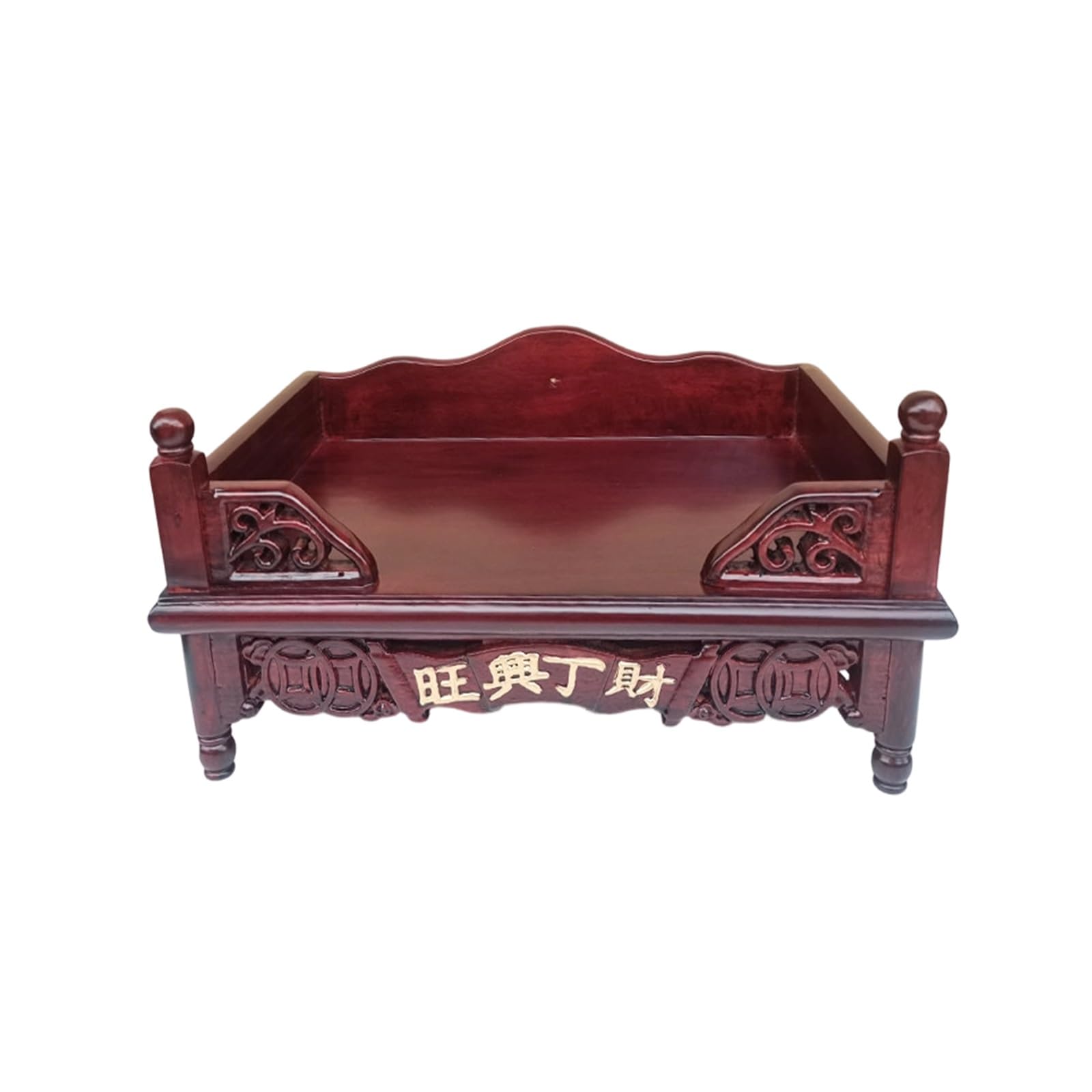 JNTFNE Solid Wood Altar Table, Angolan Rosewood Buddhist with Hand-Carved Patterns, Wall-Mounted/Tabletop Home Worship Stable & Fully Assembled(B,42cm/16.5in)