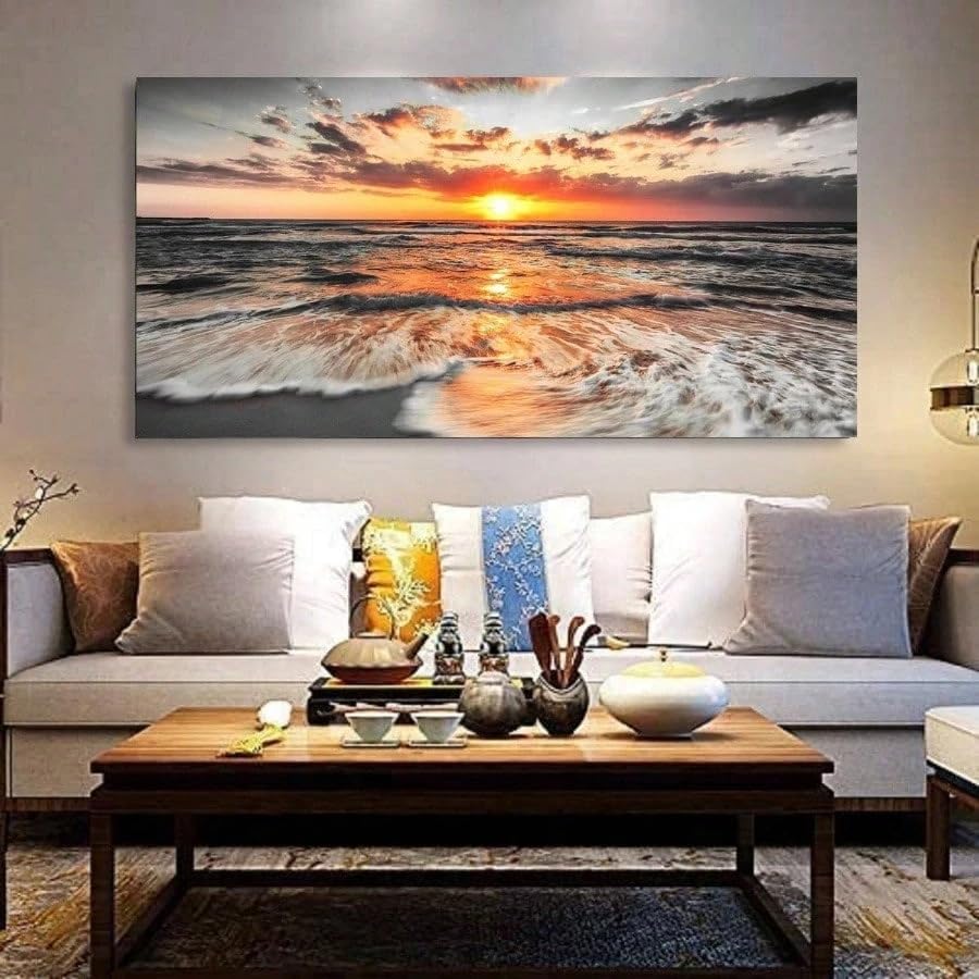 Tableau paysage marin et lever de soleil sur la mer, une oasis de sérénité chez vous