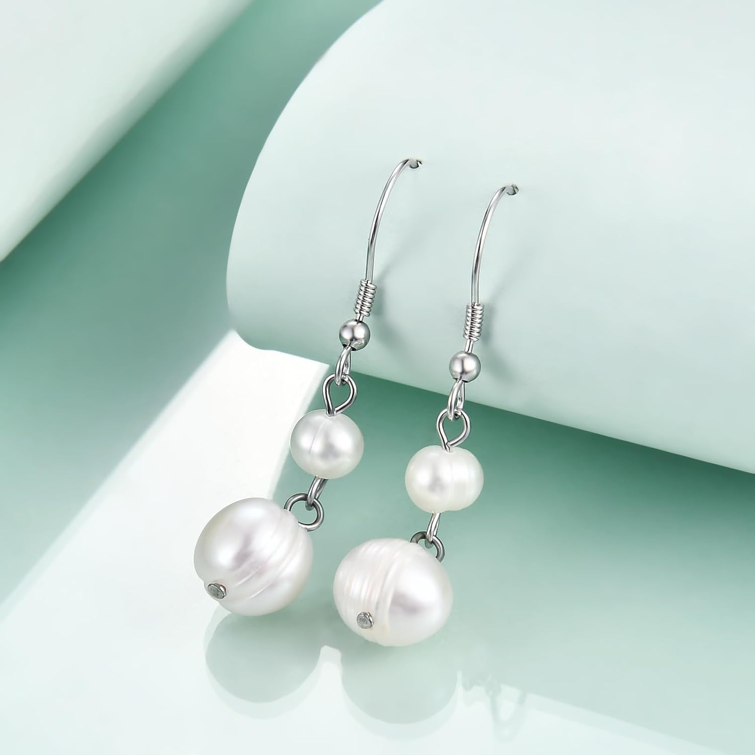 Freshwater Pearl Drop Dangle Earrings for Women with 925 Sterling Silver Hooks - Image 2