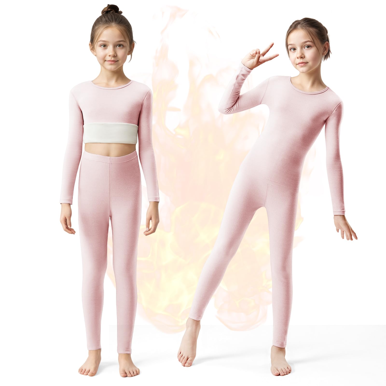 Biancheria Intima Termica Bambino, Set Intimo Termico Ragazzi Ragazze, Maglia e Pantaloni Foderato in Pile 2 Pezzi Abbigliamento Caldo per Sport Sci Autunno Inverno 7-13 Anni