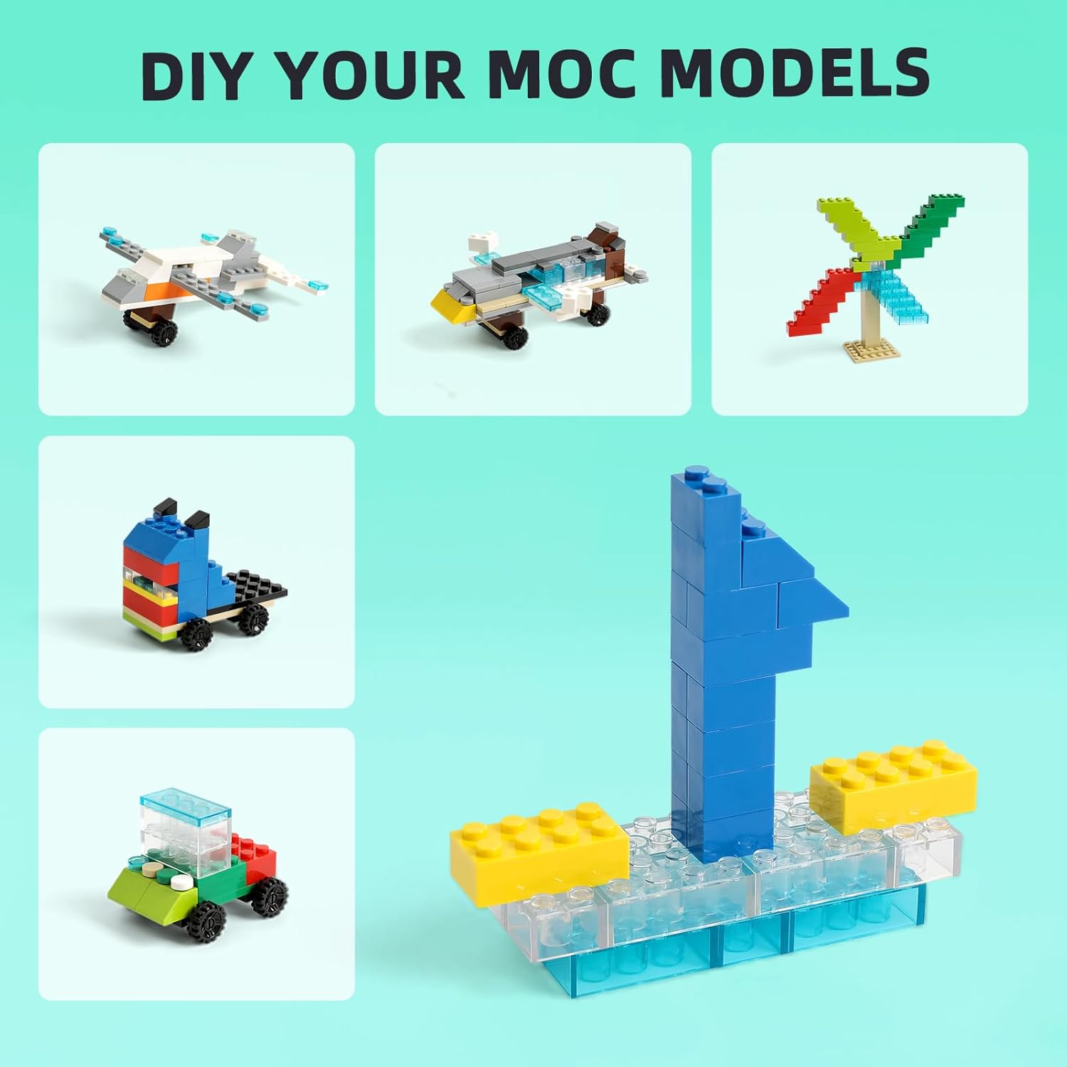 1500 Pieces Building Bricks, Classic Building Bulks with 30PCS Small Flat Plates and 46PCS Wheel Parts and Pieces - Compatible with Lego and Other Brands, 16 Color/18 Size