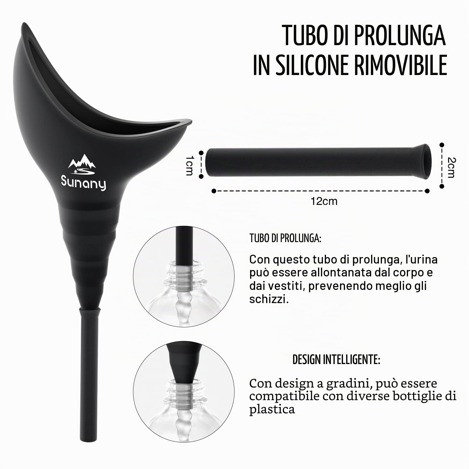 Sunany Orinatoio Portatile Donna,Orinatoio Femminile Imbuto in Silicone per Donne in Piedi Fino a Pipì,Riutilizzabile urinatoio Donna,Adatto per All'aperto, attività, Campeggio, Viaggio