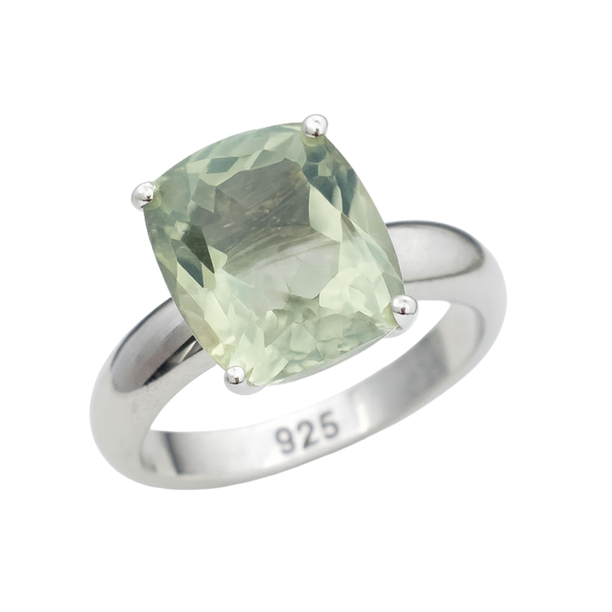 Bague en argent sterling avec améthyste verte ovale taille 54 - 8