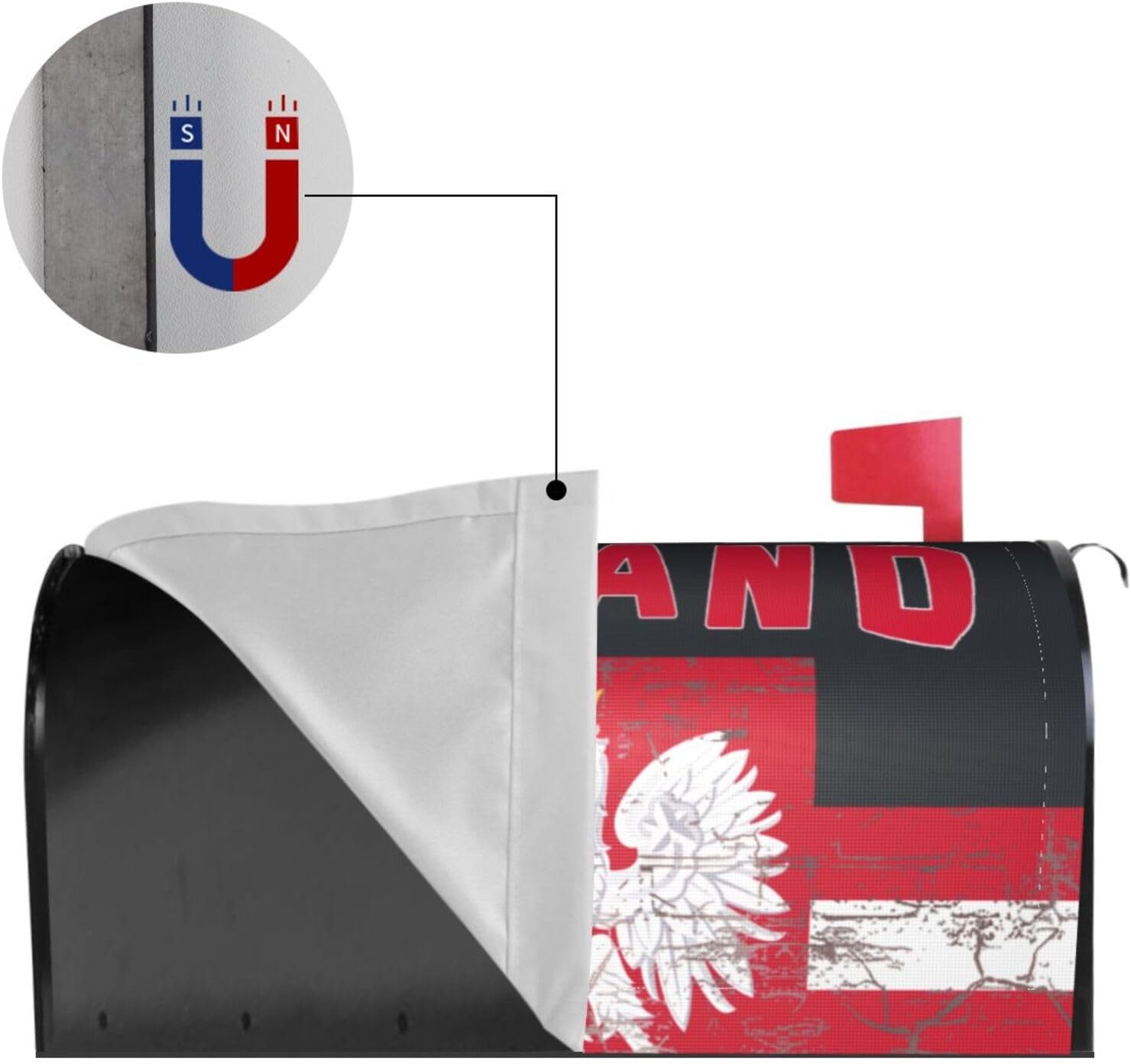 Eagle Poland Poles Flag 6 Mailbox Cover,Magnetic Post Letter Box Decoration,Mail-Box-Cover for Garden Yard Home Decor Outside 21x18 in