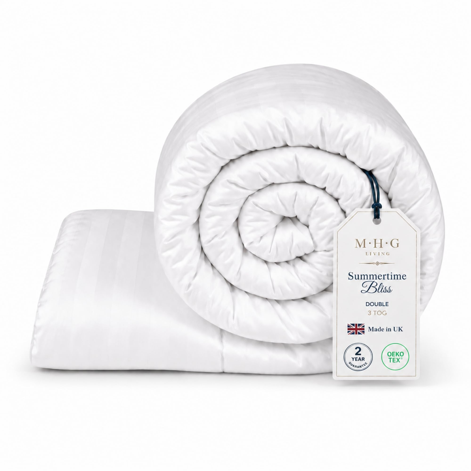 Mhg Living 3 Tog Summer Double Duvet - Lightweight Cooling Hollowfibre Quilt For Hot Sleepers, Oeko-Tex Certified, Made In Uk, Hypoallergenic & Breathable, Machine Washable Bedding, 200X200cm