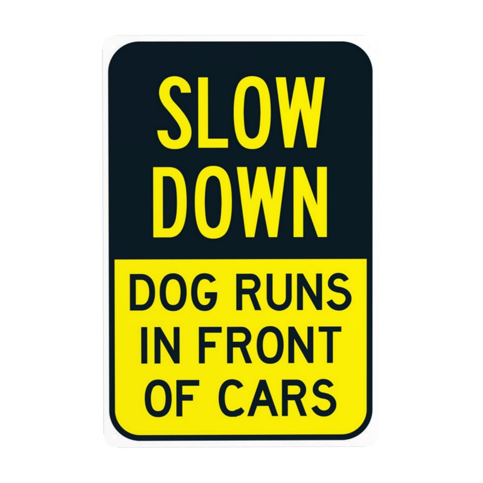 Dogs At Play Sign, Slow Down Dog Runs In Front Of Cars Warning Sign, 20 cm x 30 cm Metal Safety Signs for Indoor and Outdoor Wall Decoration Safety Sign