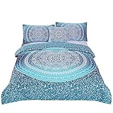 Sleepwish Boho Bedding Twin Size Mandala Bedding Sets Turquoise Teal Bohemian Duvet Cover 4 Pcs Blue Boho Comforter Cover for Kids Teen Girls (Twin)