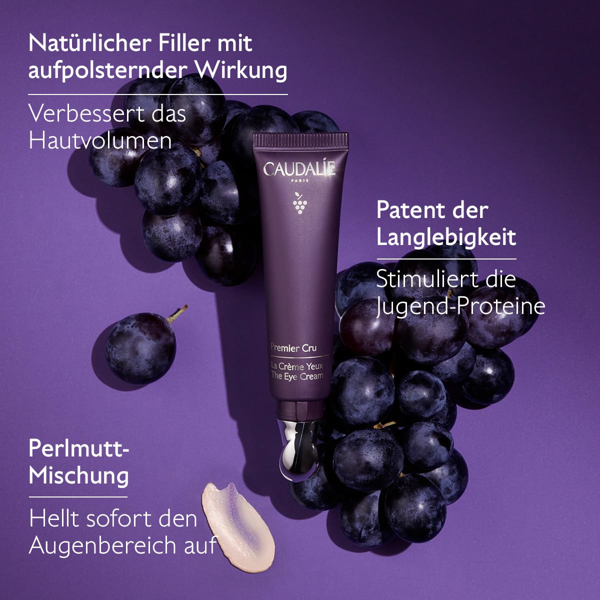 Caudalie Premier Cru Die Augencreme mit Hyaluronsäure & Natürlicher aufpolsternder Füllstoff - 15ml