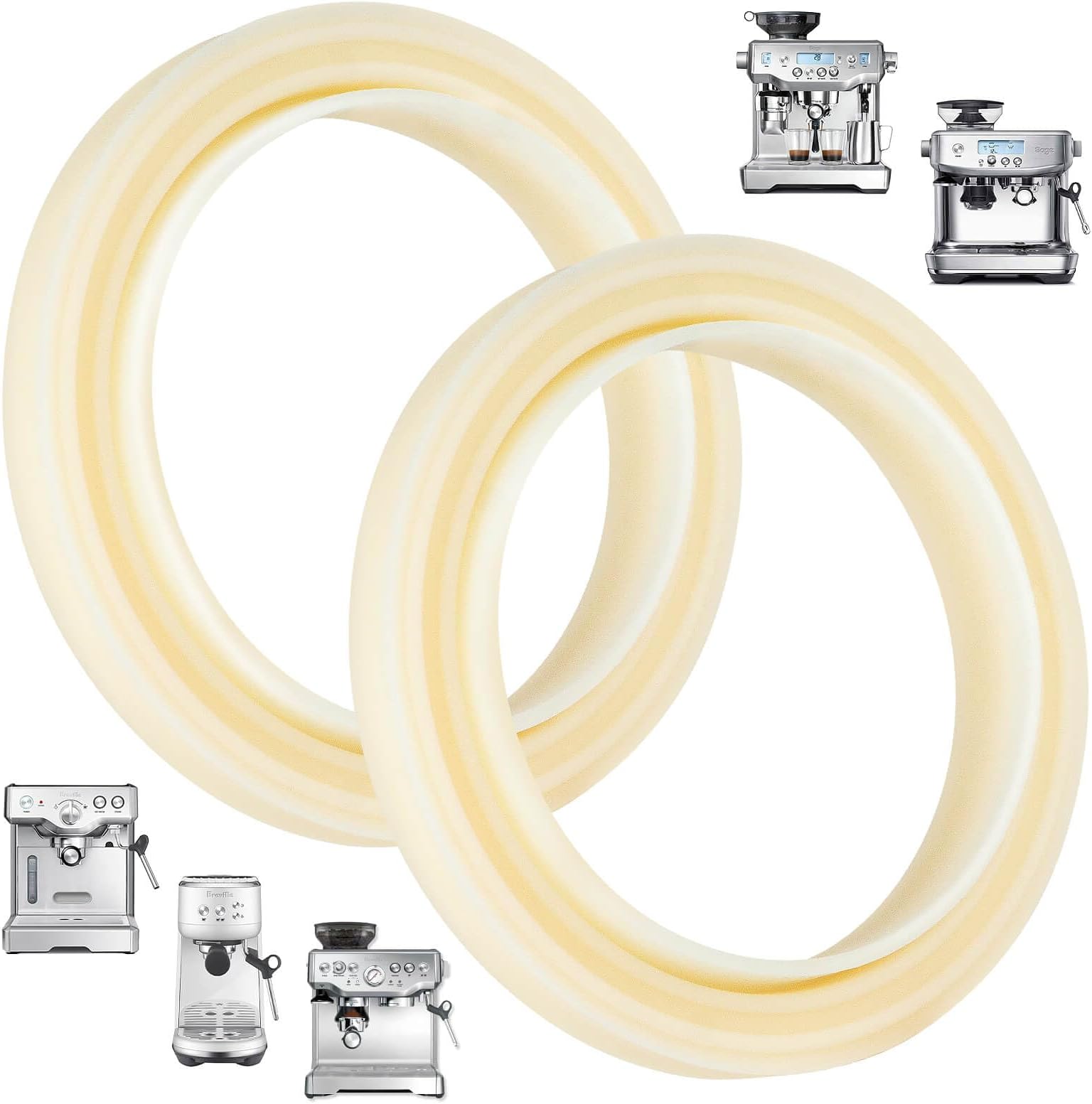 54mm Silicone Steam Ring, 2PCS Grouphead Gasket Replacement Parts, No BPA Silicone Gasket Seal, for Breville Espresso Machine 878/870/860/840/810/500/450/ Sage 500/870/875/880/810/878