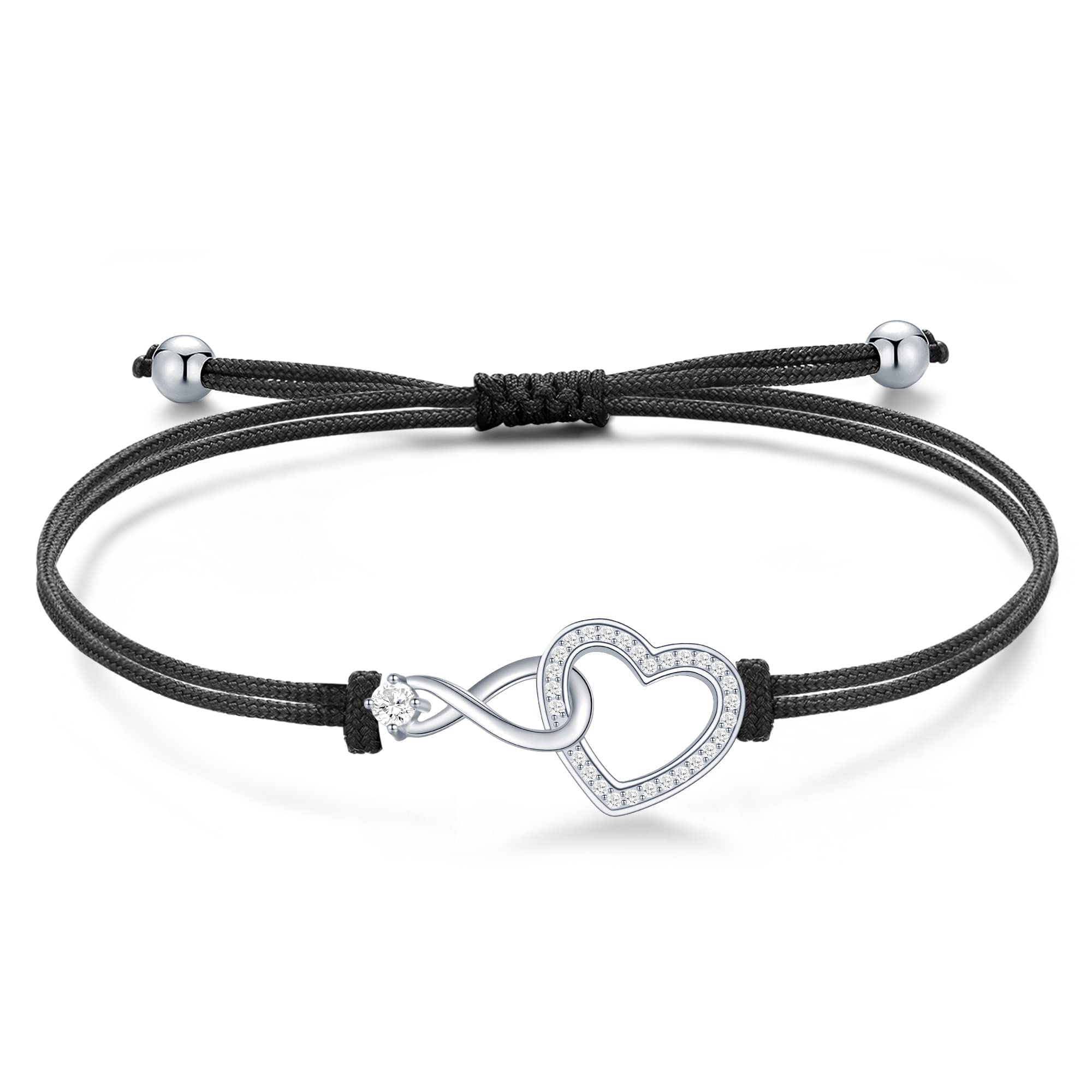 Jrêveinfini Infinito Pulsera Mujer Niña Plata de Ley 925, Regalo Navidad Cumpleaños Mujer Niña Mama con Caja de Regalo, Ajustable 16+3cm