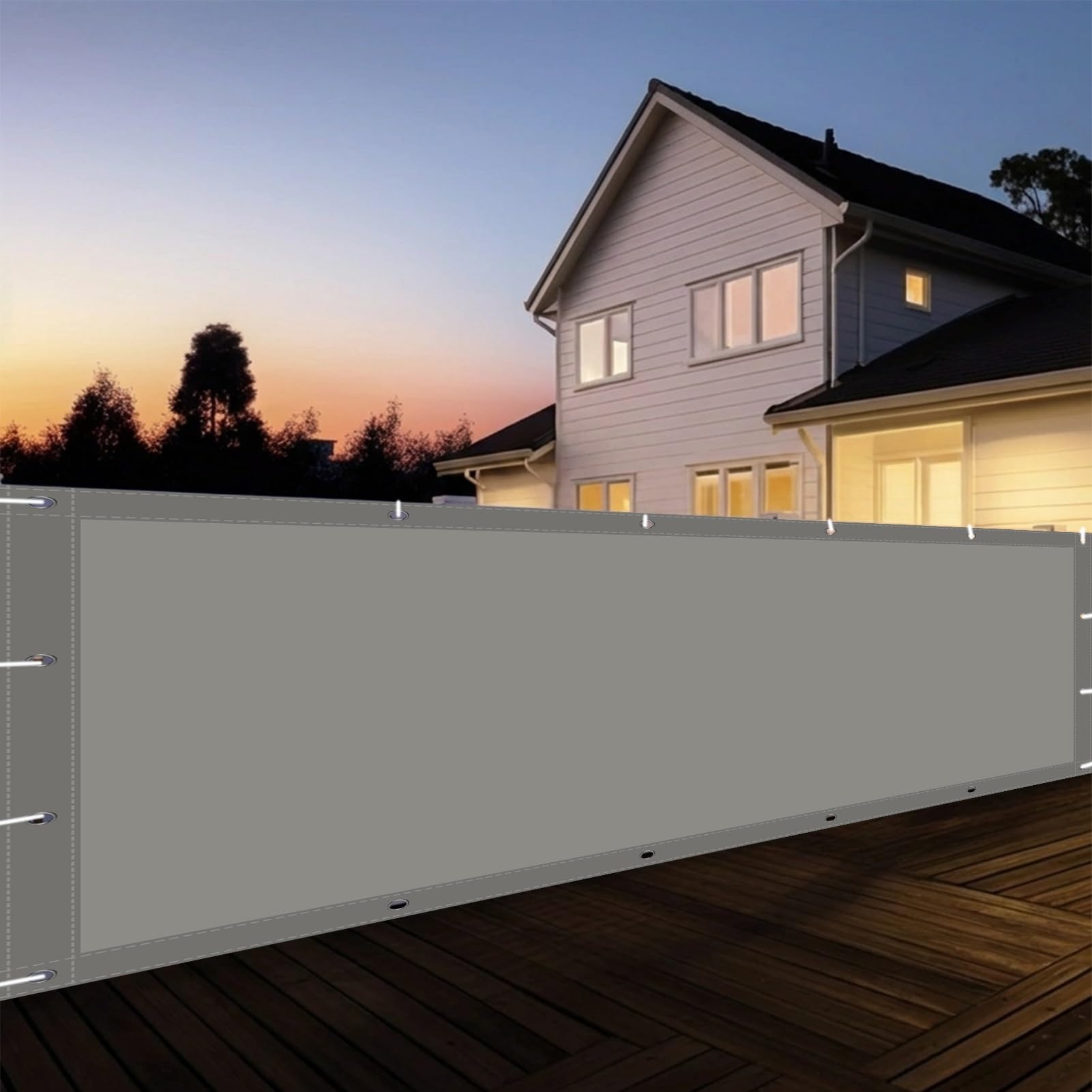 Żagiel przeciwsłoneczny 170 x 700 cm ochrona przeciwsłoneczna żagiel przeciwsłoneczny z oczkami i linami na taras na podwórko na zewnątrz do ogrodu, jasnoszary