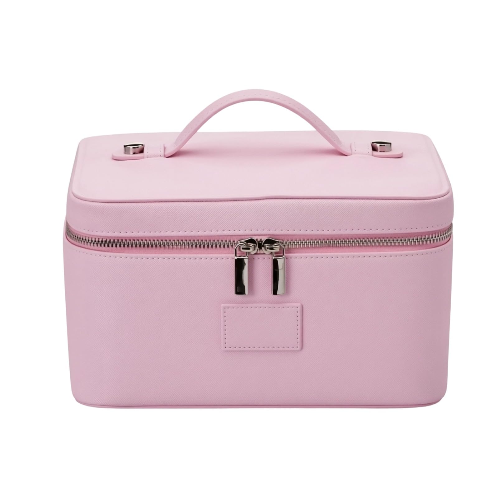 Trousse de Maquillage Portable Rose, Organiseur cosmétique en PU, Grande capacité, séparateurs Amovibles, Doubles Fermetures éclair, Structure Stable pour Salle de Bain et Toilette