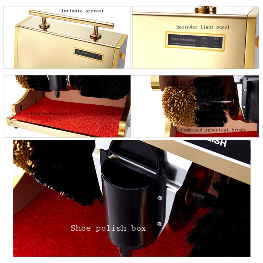 Automatischer Induktions-Schuhputzer, automatische Schuhpoliermaschine, Schuhreinigungsbürsten-Set, Multi-Bürstenpolierer, geeignet für Hotel-Eingangshalle, Verkaufszentrum, schwarz, sauber