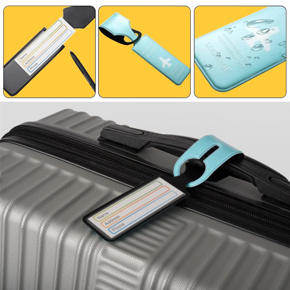 Lot De 4 étiquettes De Bagage, 4 Couleurs, Avec étiquette D