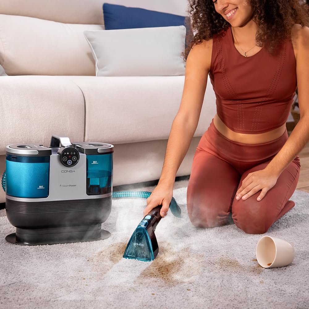 Cecotec Lavatappeti Aspirapolvere con Cavo Conga 7000 Carpet&Spot Clean Steam. Max. 1700 W, Vapore, Serbatoio Acqua Pulita 1600 ml e Acqua Sporca 950 ml, Raggio d'Azione di 9m