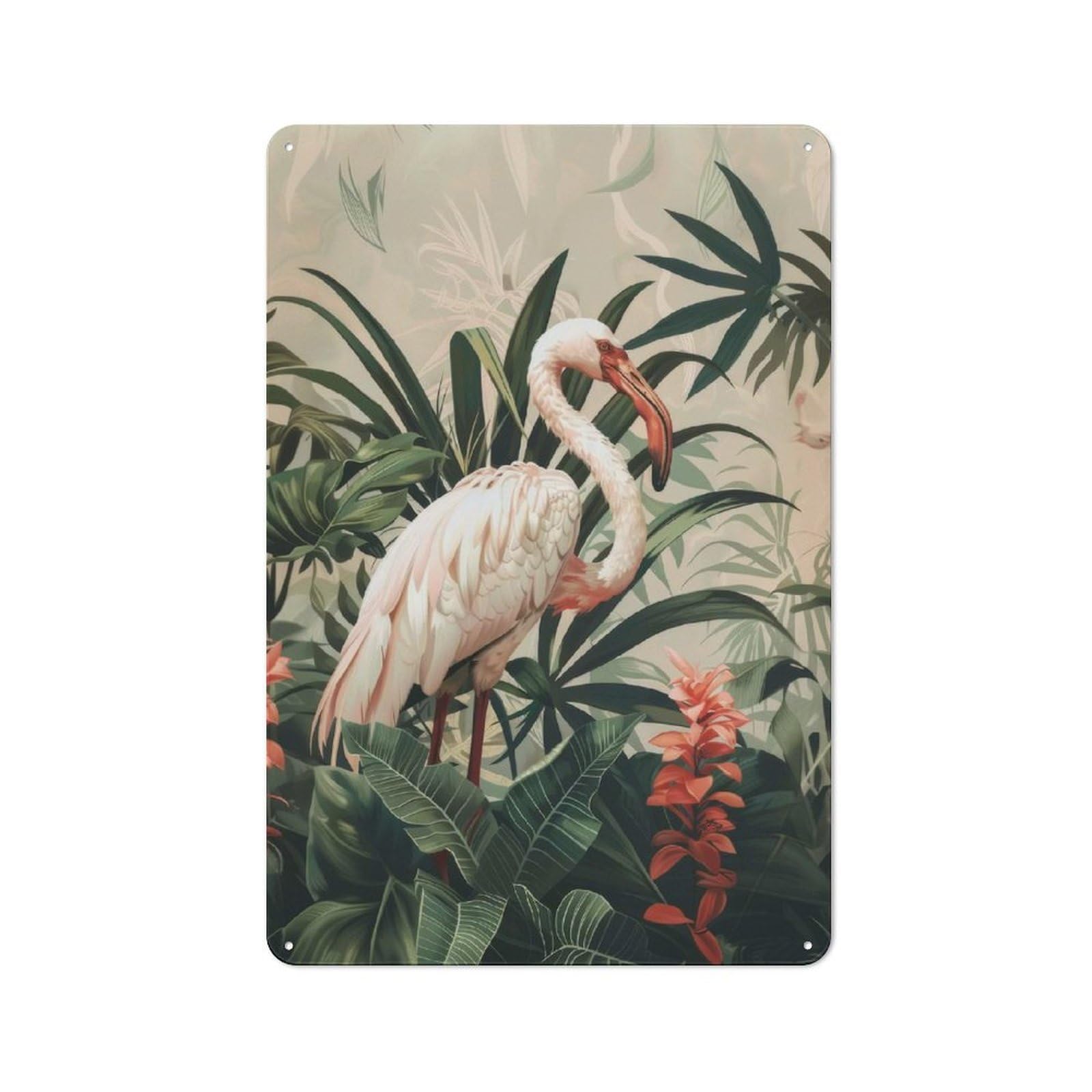 Junmoney Style-8 Country Style Kitchen Metal Sign 30X20cm Featuring Botanical Flamingo, Diner Style Decor For Kitchen, Cafe, Pantry Or Dining Room