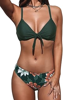 Bikini Ajustable con Nudo y Estampado Floral para Mujer, Traje de Baño de Dos Piezas