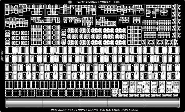 White Ensign Models 1/200 Bismarck Doors & Hatches Photoetch Enhancement Parts