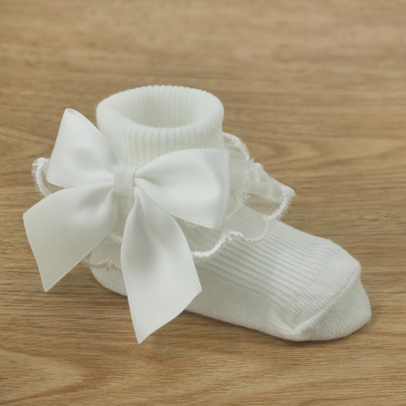 Nihao Baby White Lace Baptism Socks for Infant Girls