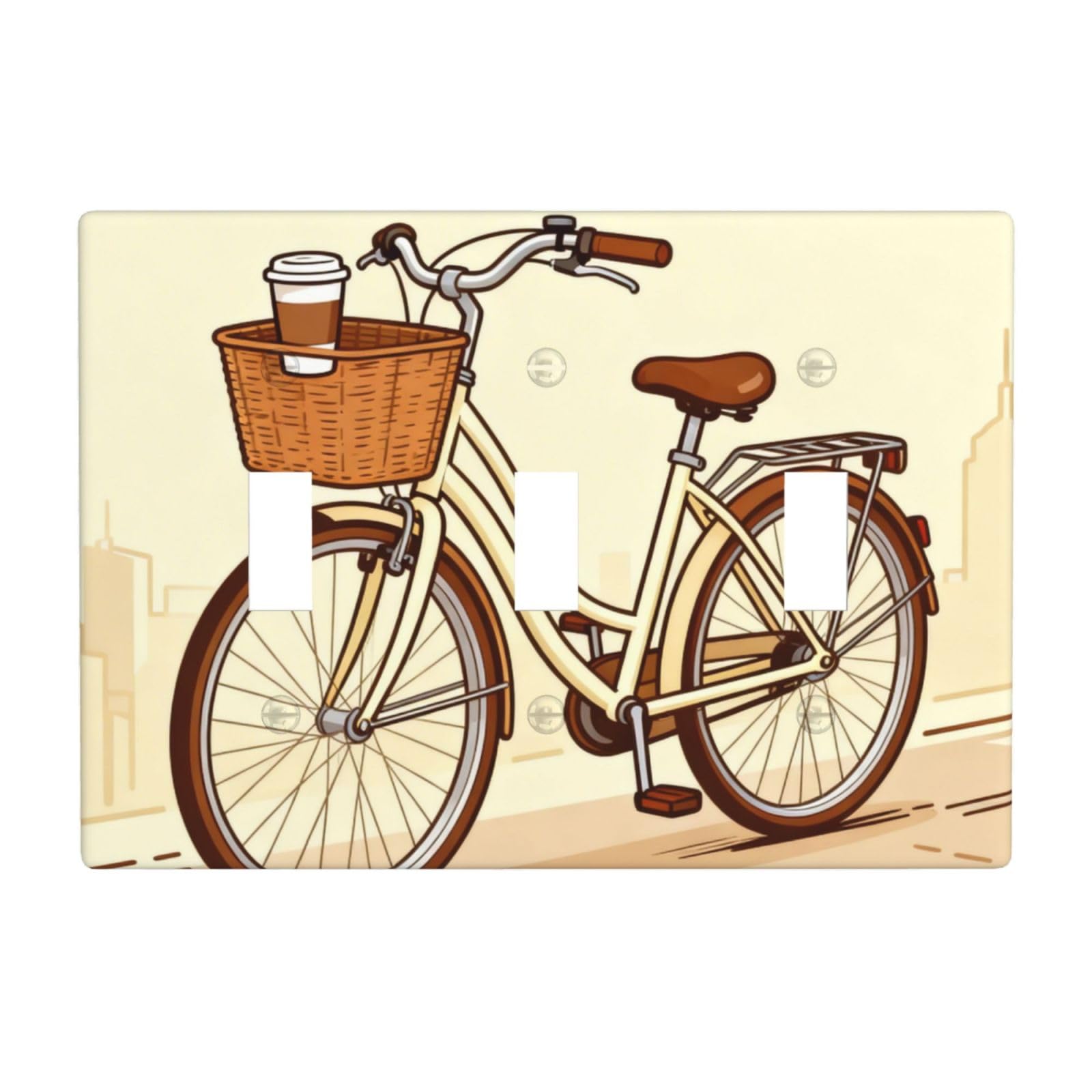 Bicycle 3 Gang Switch Plate Cover-Unbreakable Polycarbonate Wall Plate, Heat Resistant Toggle Switch Decor for Home