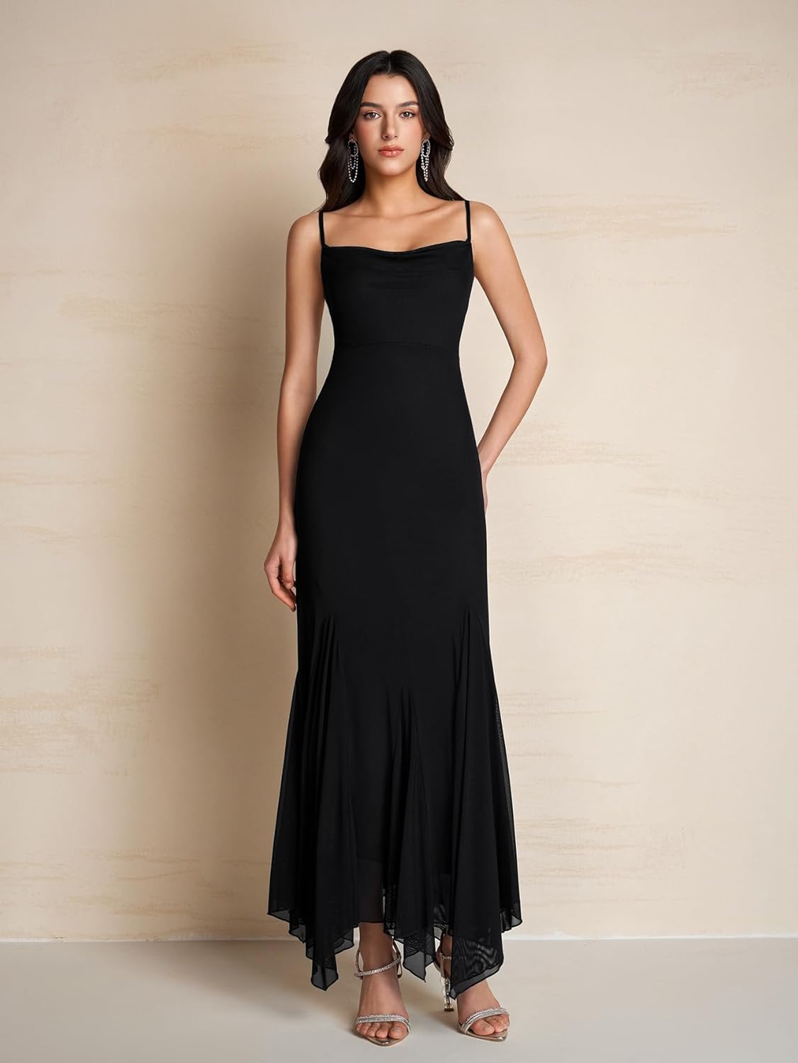 KUTUMAI Elegant Floral Maxi Dress Asymmetric Hem Bodycon Long Formal Cocktail Wedding Guest Dresses for Women - Image 2