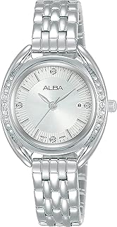 ساعة يد عصرية انالوج بعقارب بمينا باللون الفضي وسوار ستانلس ستيل للنساء من البا - AH7Y93X1 فضة