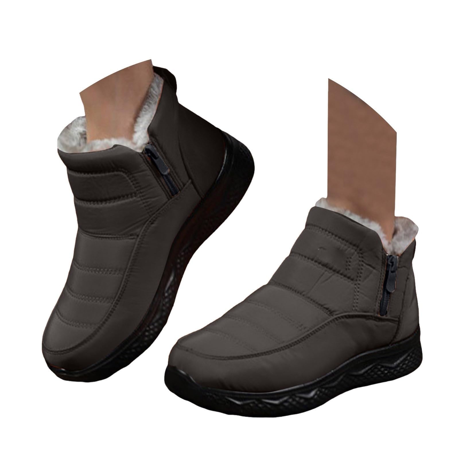Unisex Velvet Winter Boots for Women High Top Thermal Plush Lined Snow Booties with Side Zipper Comfortable Warm