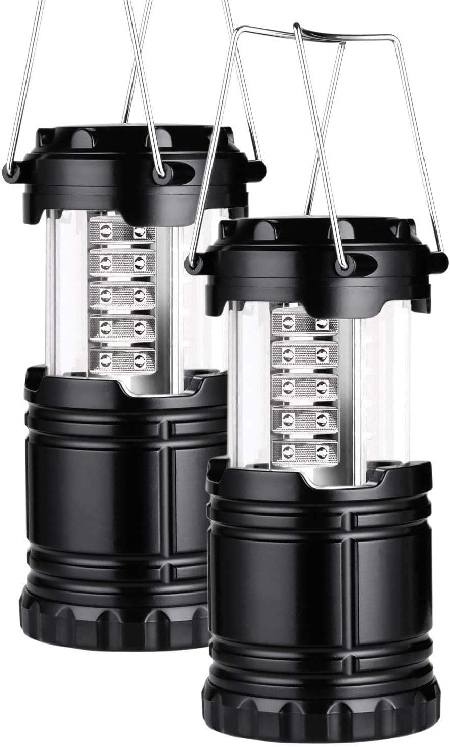 LED Camping Lantern, LED Lantern, Suitable for Survival Kits for Hurricane, Emergency Light, Storm, Outages, Outdoor Portable Lanterns, Black, Collapsible (Batteries Not Included)