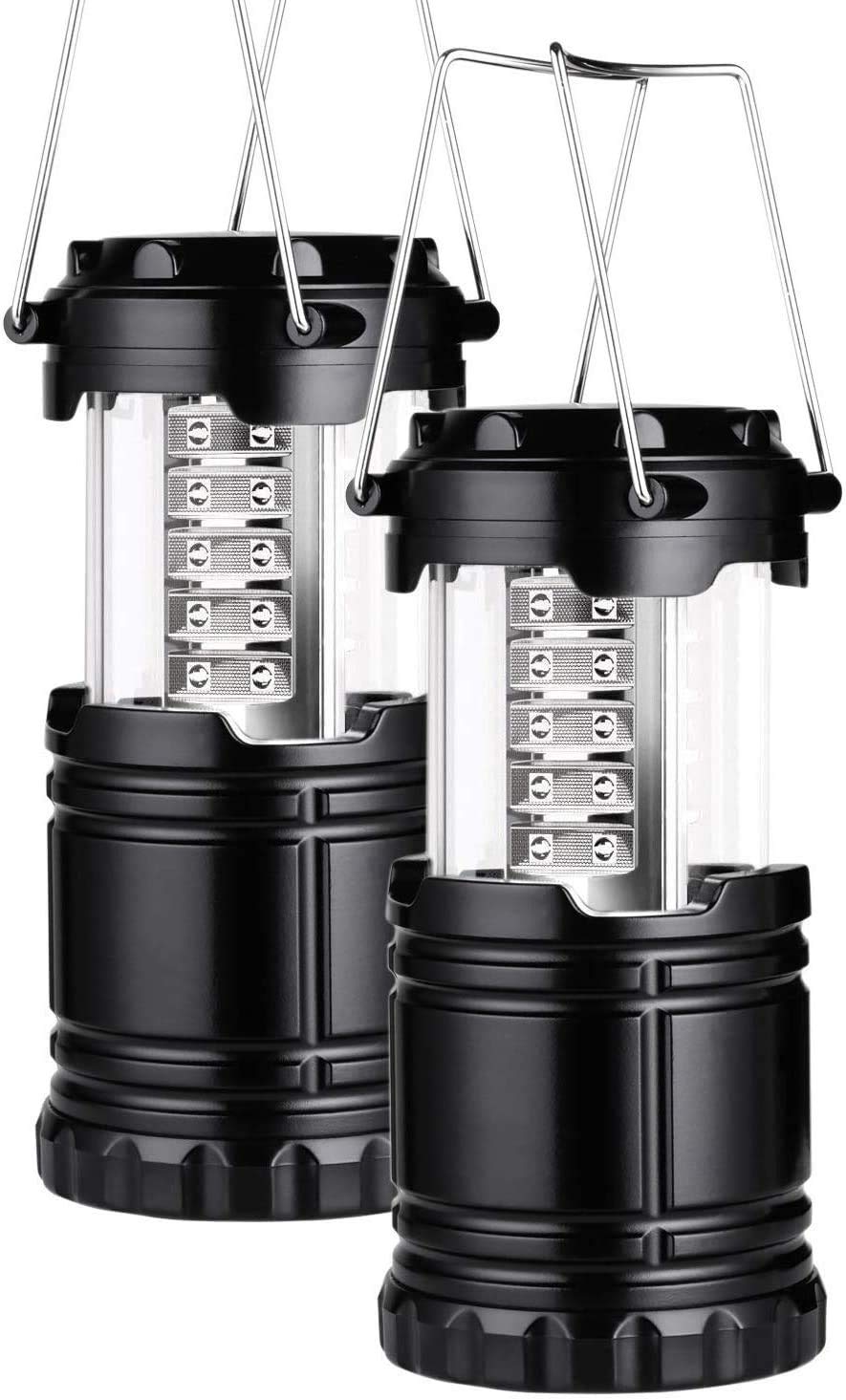 LED Camping Lantern, LED Lantern, Suitable for Survival Kits for Hurricane, Emergency Light, Storm, Outages, Outdoor Portable Lanterns, Black, Collapsible (Batteries Not Included)