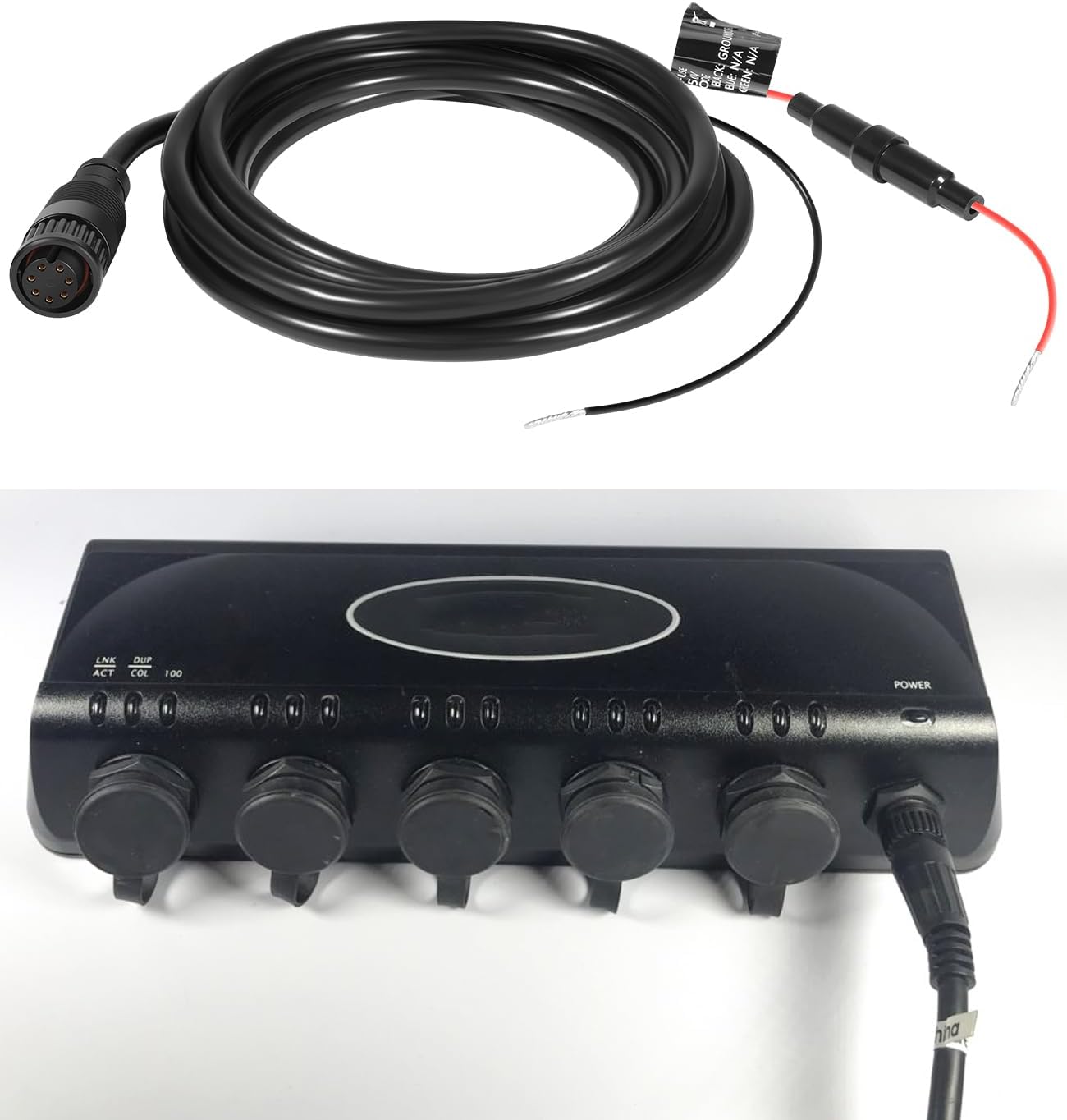 010-10553-00 Power Cable for Garmin GMS 10 Network Port Expander, OEM Replacement Power Cord with 7-Pin Power Connector