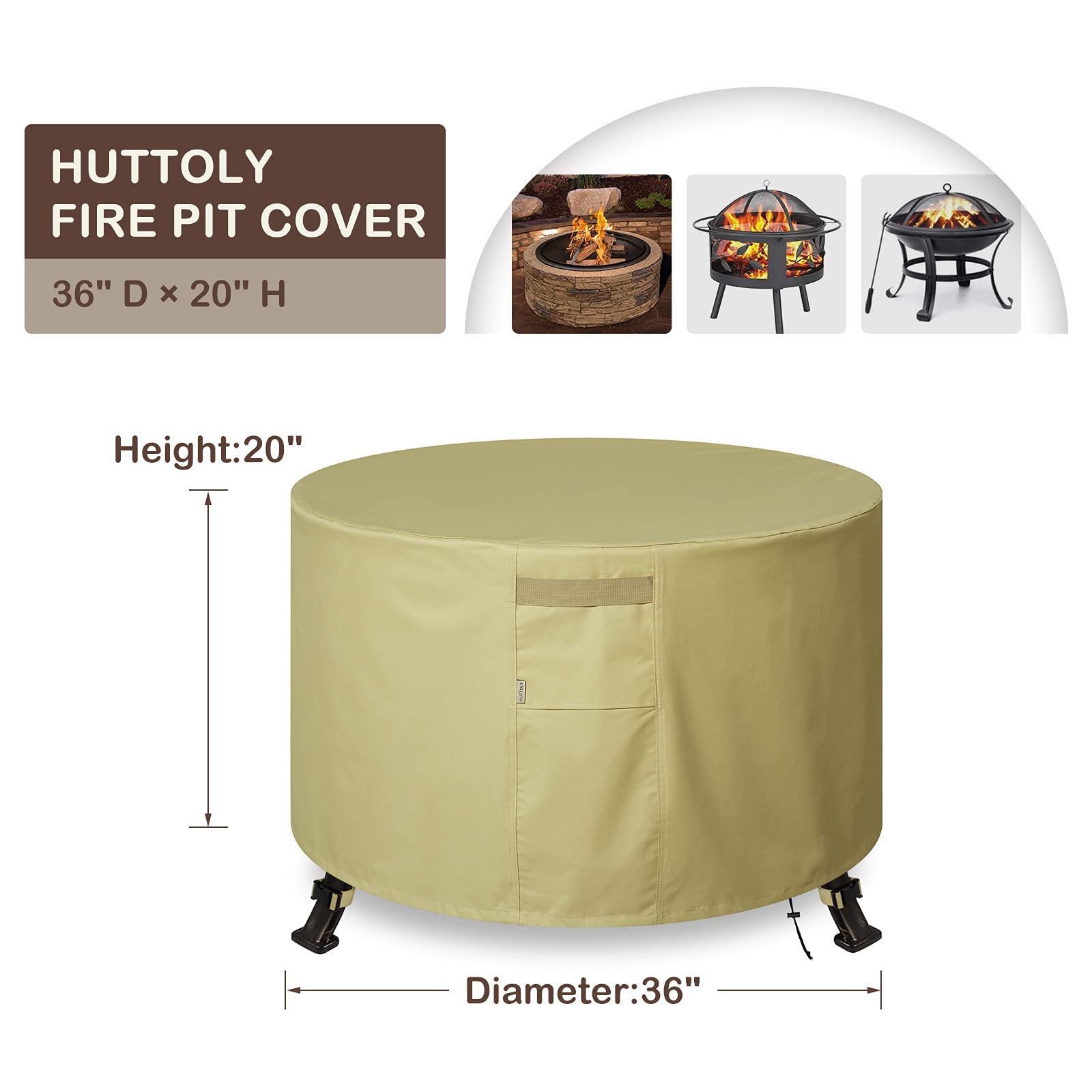 Snapklik.com : FEIERYA Fire Pit Cover Round 24-34 Inch 600D ...
