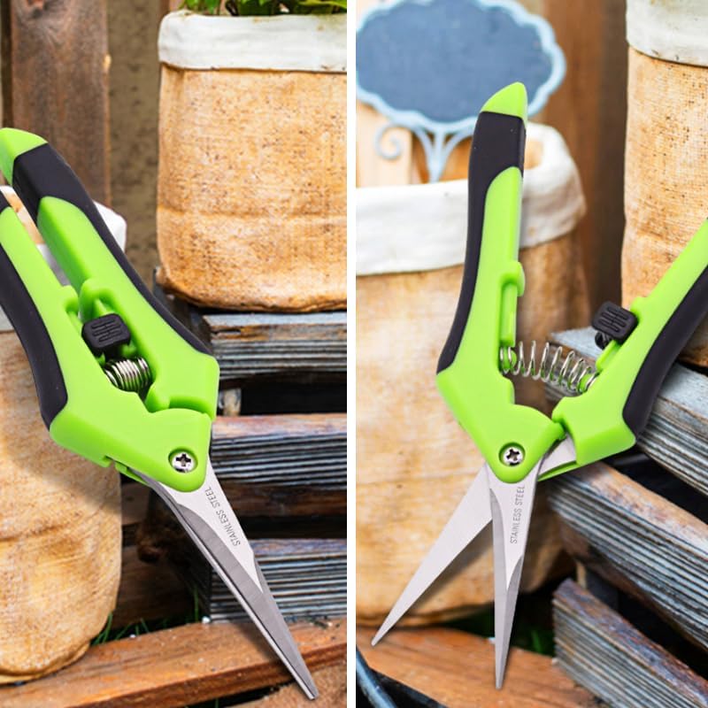 Miniatura 4 de Juego de tijeras de podar de acero inoxidable verde  Cortadoras de jardín antideslizantes para floristas y jardineros