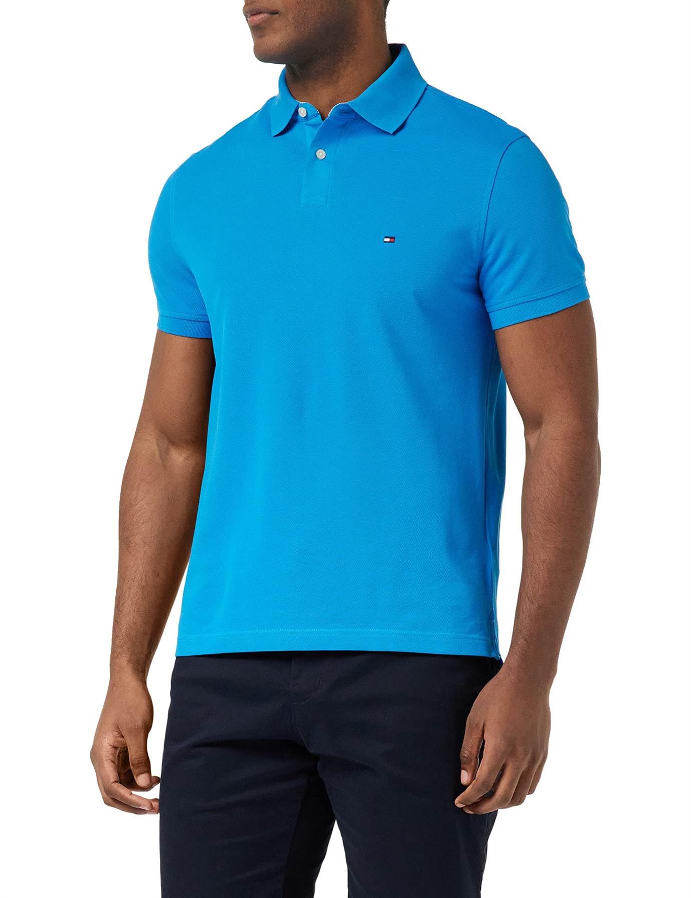 Tommy Hilfiger Herren Poloshirt Kurzarm 1985 Regular Fit, Blau (Shocking Blue), XXL