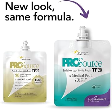 Medtrition NutriConnectTM ProSource TF20 ENFit Compatible Modular Protein Supplement for Tube Feeding 20g Liquid Protein in 60mL Pouch Supports Aspen Guidelines & ICU Nutrition