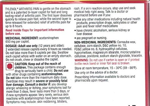 Tylenol Arthritis Pain 250 Caplets Bottle, 650Mg Acetaminophen #TOP1