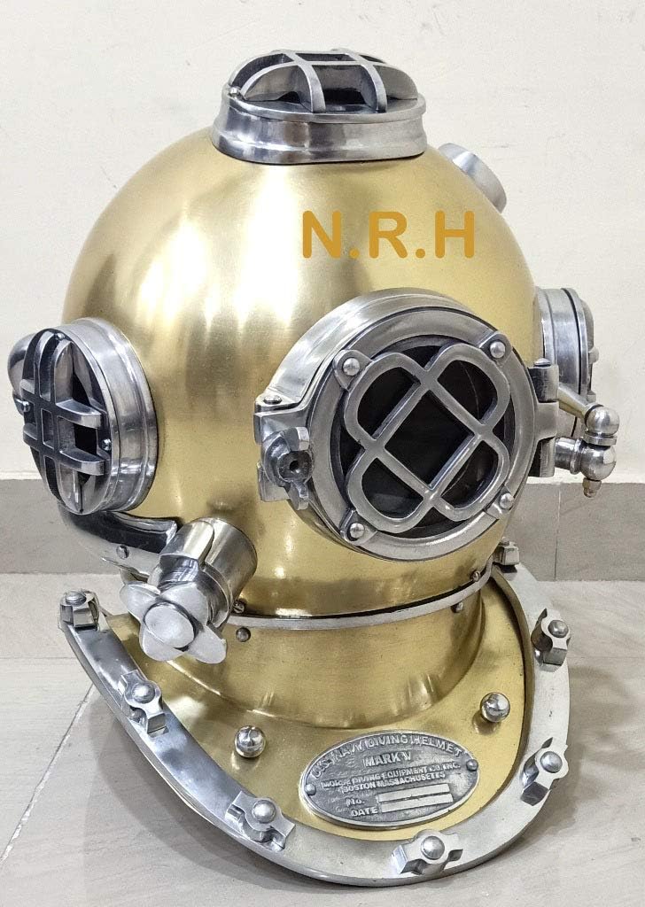 18" US Navy Scuba Diving Nautical Helmet | Maritime Ship's Decorative Brass Finish Diving Helm