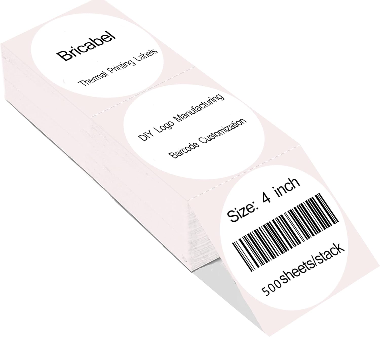 4 Inch Circle Thermal Sticker Labels, Self-Adhesive Round Stacks Thermal Printing Labels for Business, 500 Sheets/Stack,Two Stacks Total .Can be Used for DIY Logos, Price Tags.(1000PCS)