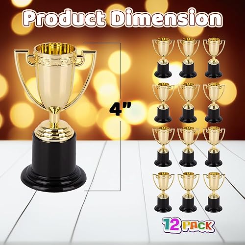 Miniatura 2 de ArtCreativity Mini trofeos dorados para niños, paquete de 12 premios de trofeos, vasos de plástico dorado de 4 pulgadas para torneos, competiciones,