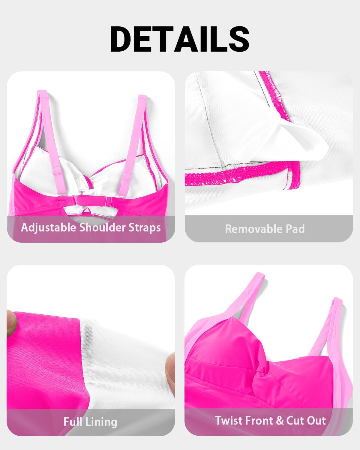 Daci Pink Women Plus Size One Piece Swimsuits - Tummy Control Bathing Suits Full Coverage Twist Front Ruched Swimwear 2025 16W - Image 6