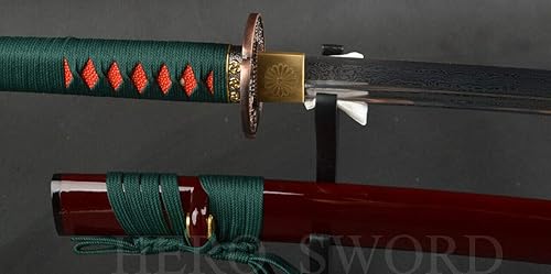 Miniatura 7 de HERO SWORD Hecho a mano Naginata Combat Damasco Doblado Acero Japonés Samurai Espada Espada Espada Espiga Completa Hoja Muy Afilada