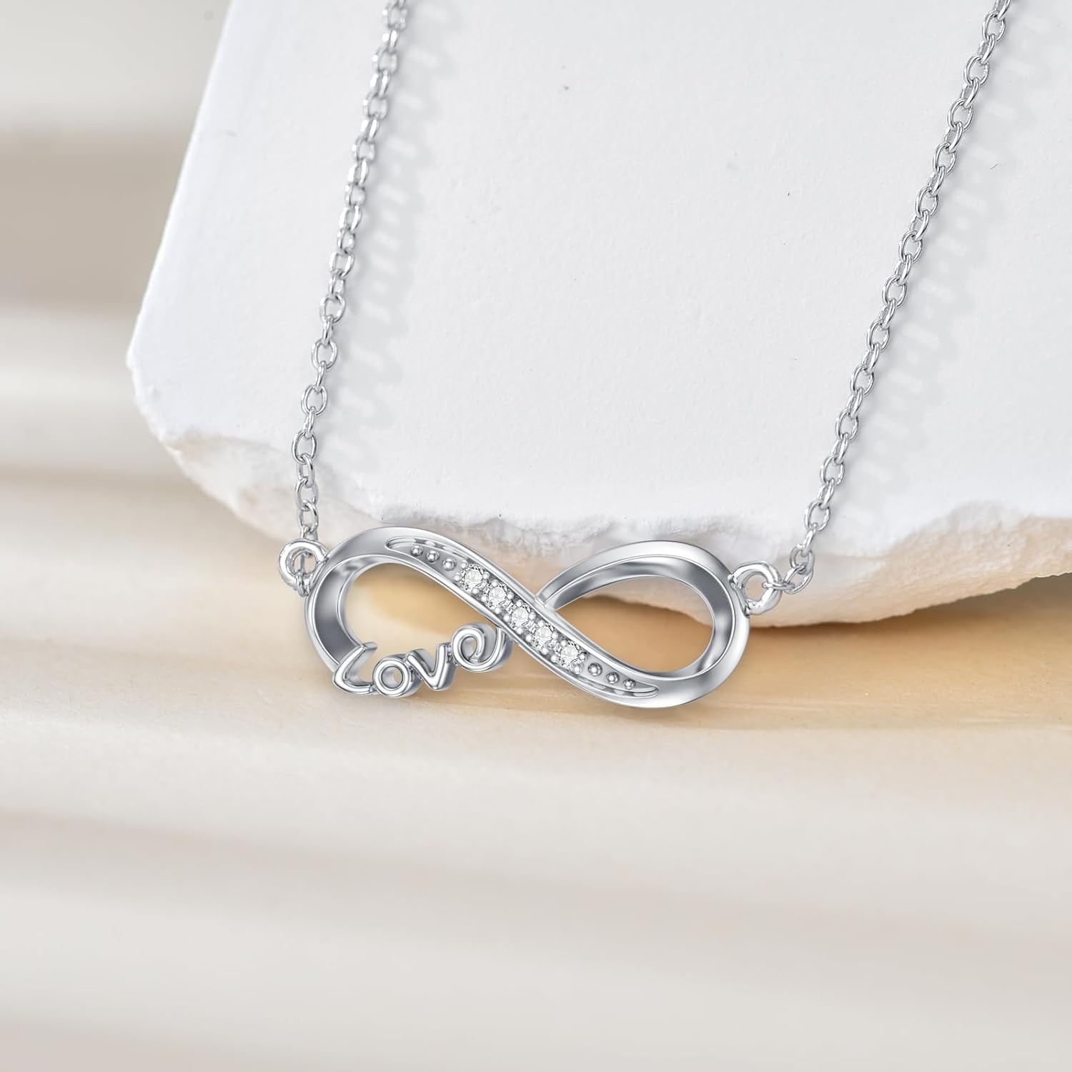 Diamond Infinity Necklace 925 Sterling Silver Love Infinity Pendant Necklace with Lab Grown Diamond Jewelry Gifts for Women - Image 2