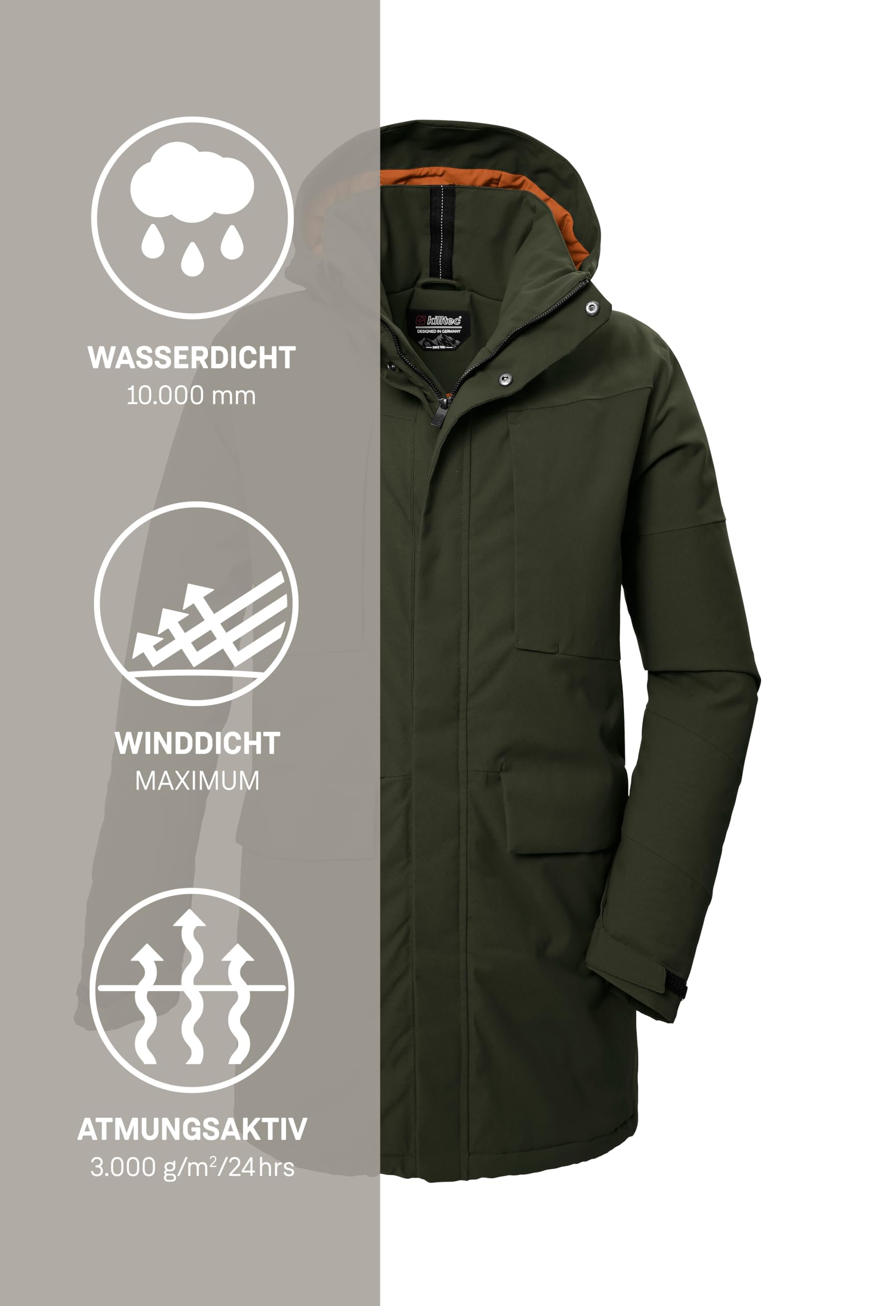 Killtec Kow 80 Mn Prk Parka/parka funcional con capucha con cremallera Hombre