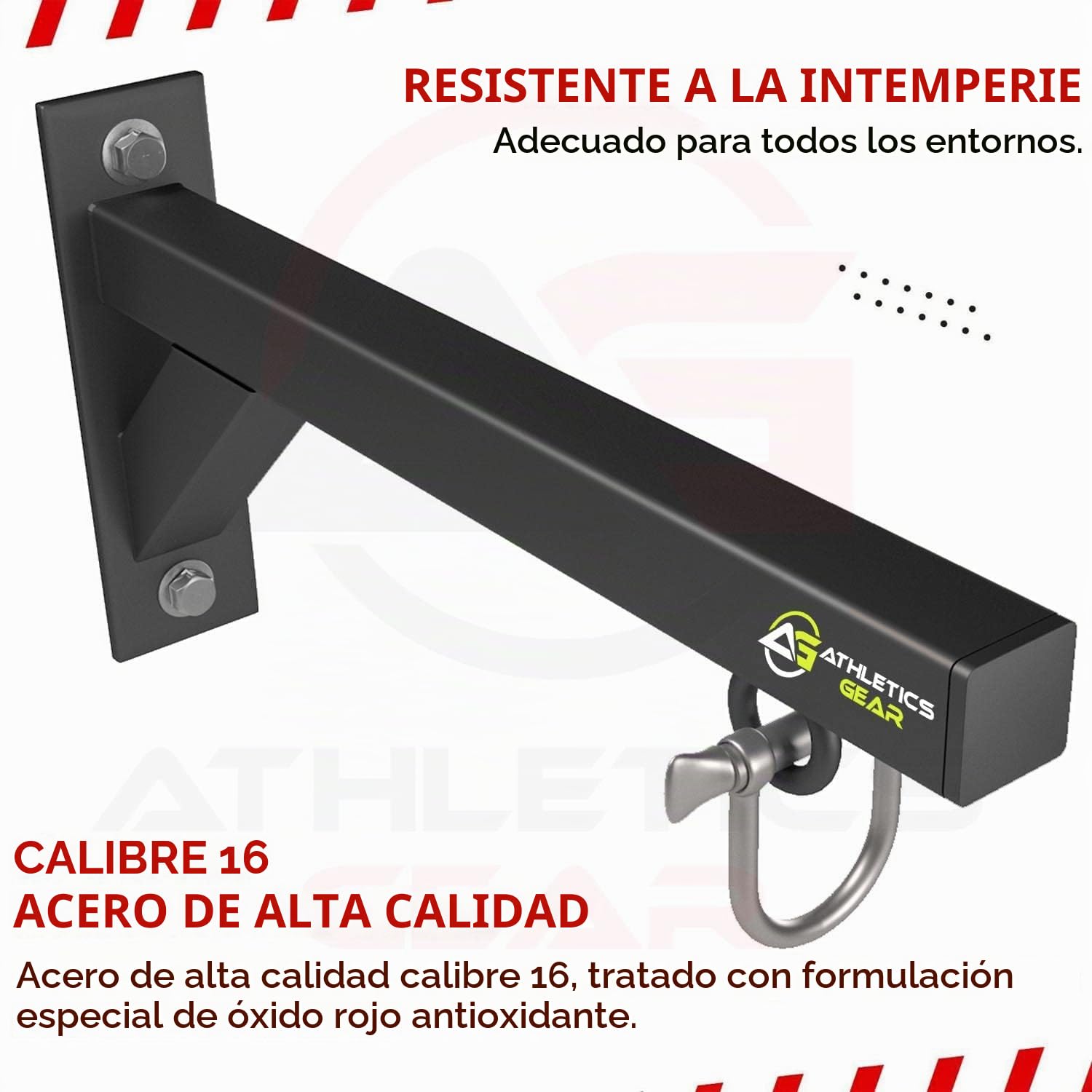 Athletics Gear Soporte para Saco de Boxeo de Pared 30 cm Hierro Calibre 16 Grillete en D Giratorio