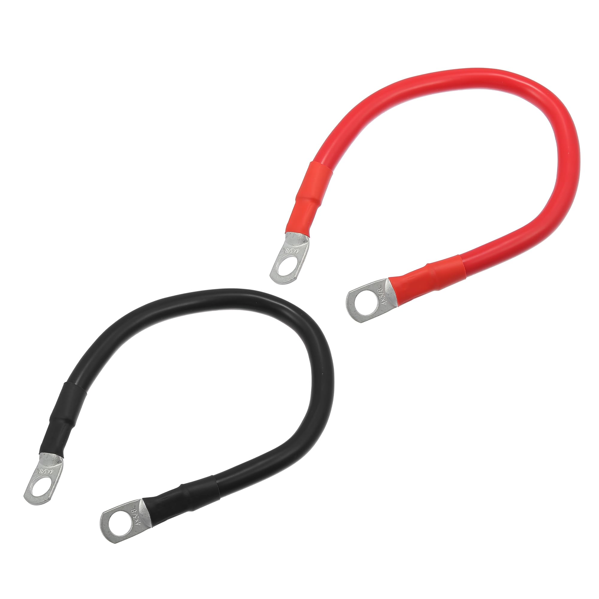 VekAuto 1 Pair Copper Battery Inverter Cables, 4 AWG Gauge 1ft Battery Cable Universal for Car Vehicle RV Durable Pure Copper Black Red with 3/8" Ring